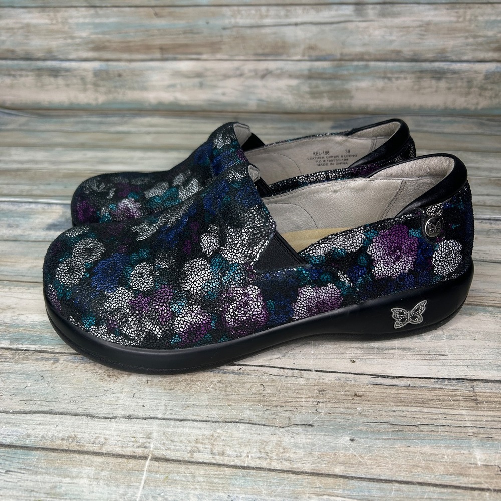 Alegria‎ Keli Womens 38 US 7.5-8  Quarry Crackle Professional Slip On Nursing